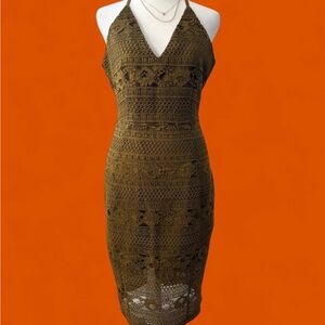 H&M Olive Lace Midi Dress